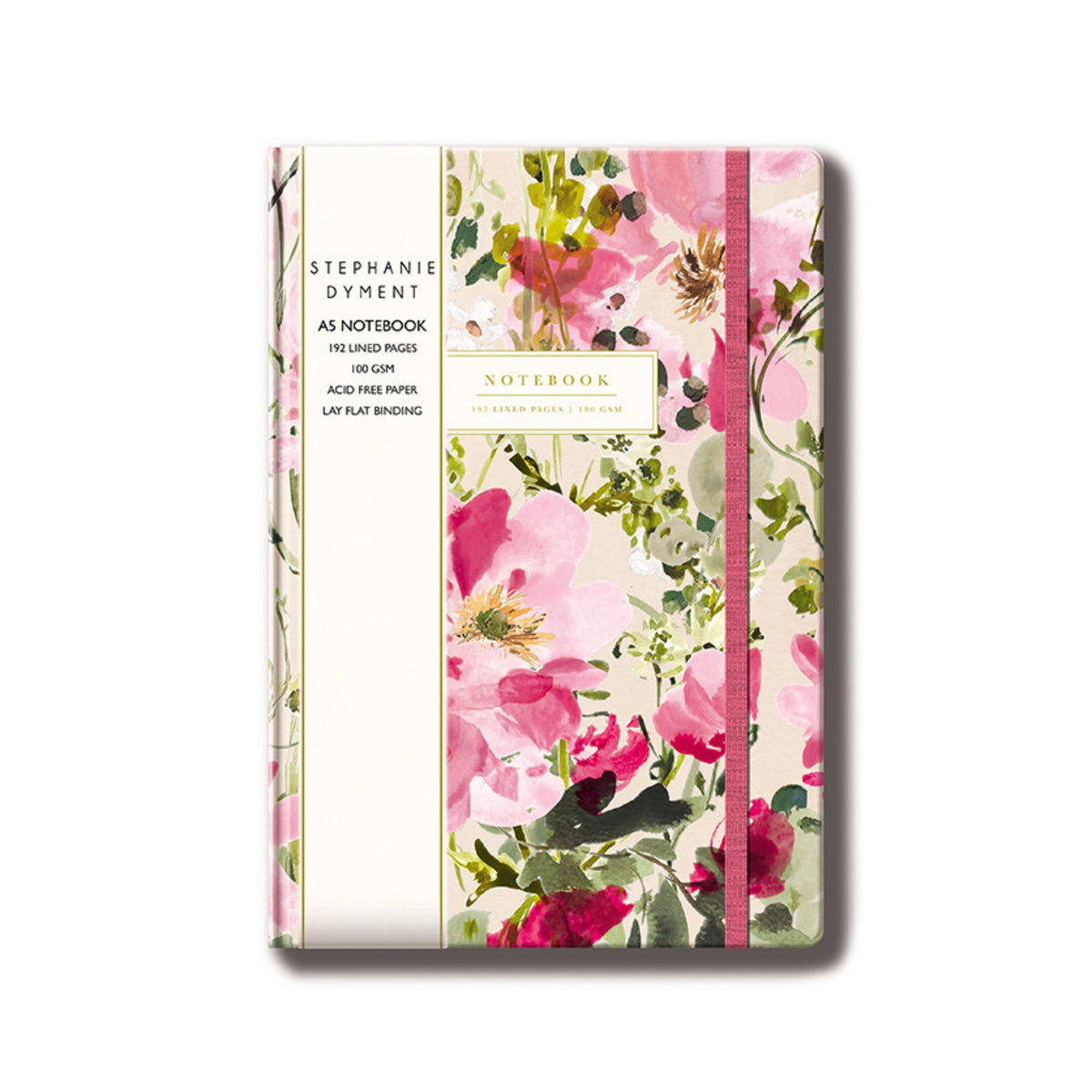 A5 Notebook Hardcover Journal Floral Pink Foil Gift Lined