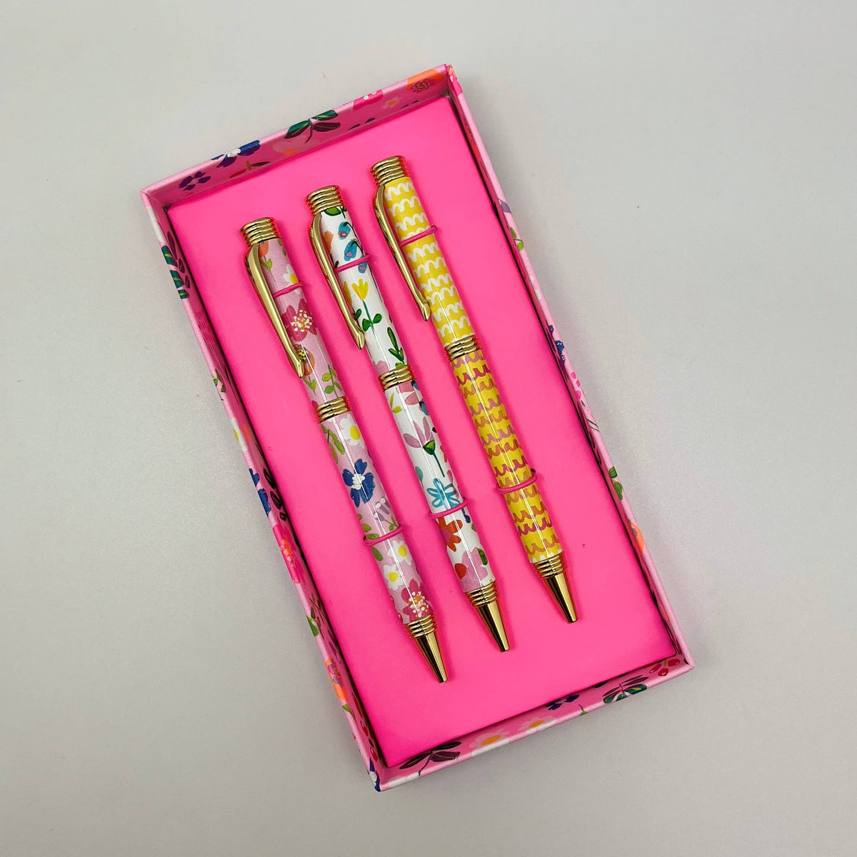 Gift Set 3 Pens Paper Salad Flowers Stationery