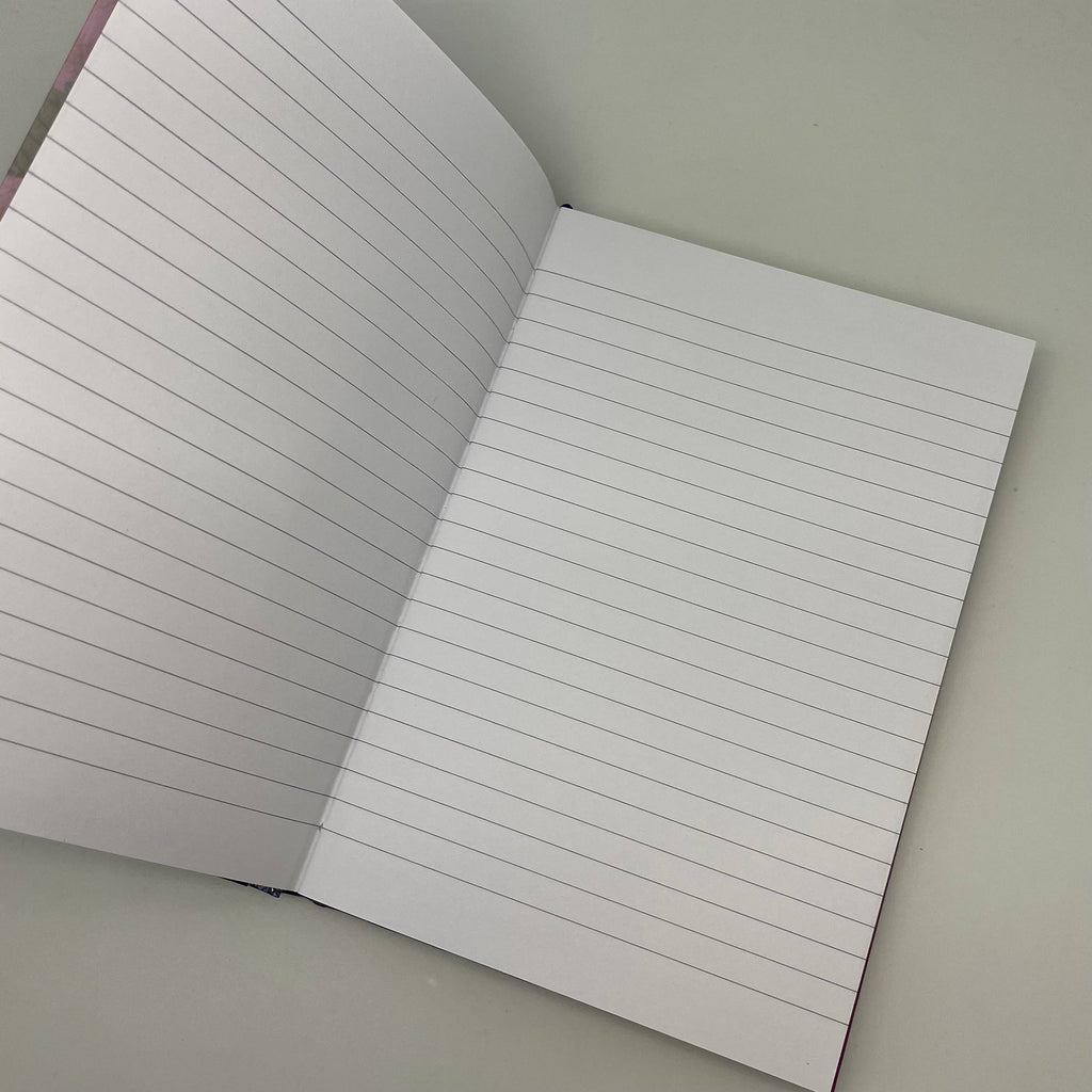 A5 Hardback Notebook Purple Gift Stationery Flowers