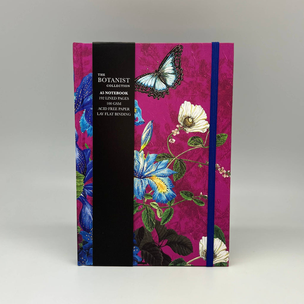 A5 Hardback Notebook Purple Gift Stationery Flowers